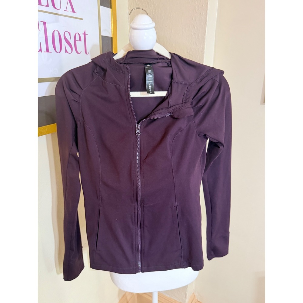 Yogalicious Womens Hooded Full Zip Jacket Plum Purple Athletic Yoga Size S
